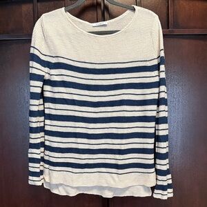 MM Lafleur Navy and Cream Striped Sweater